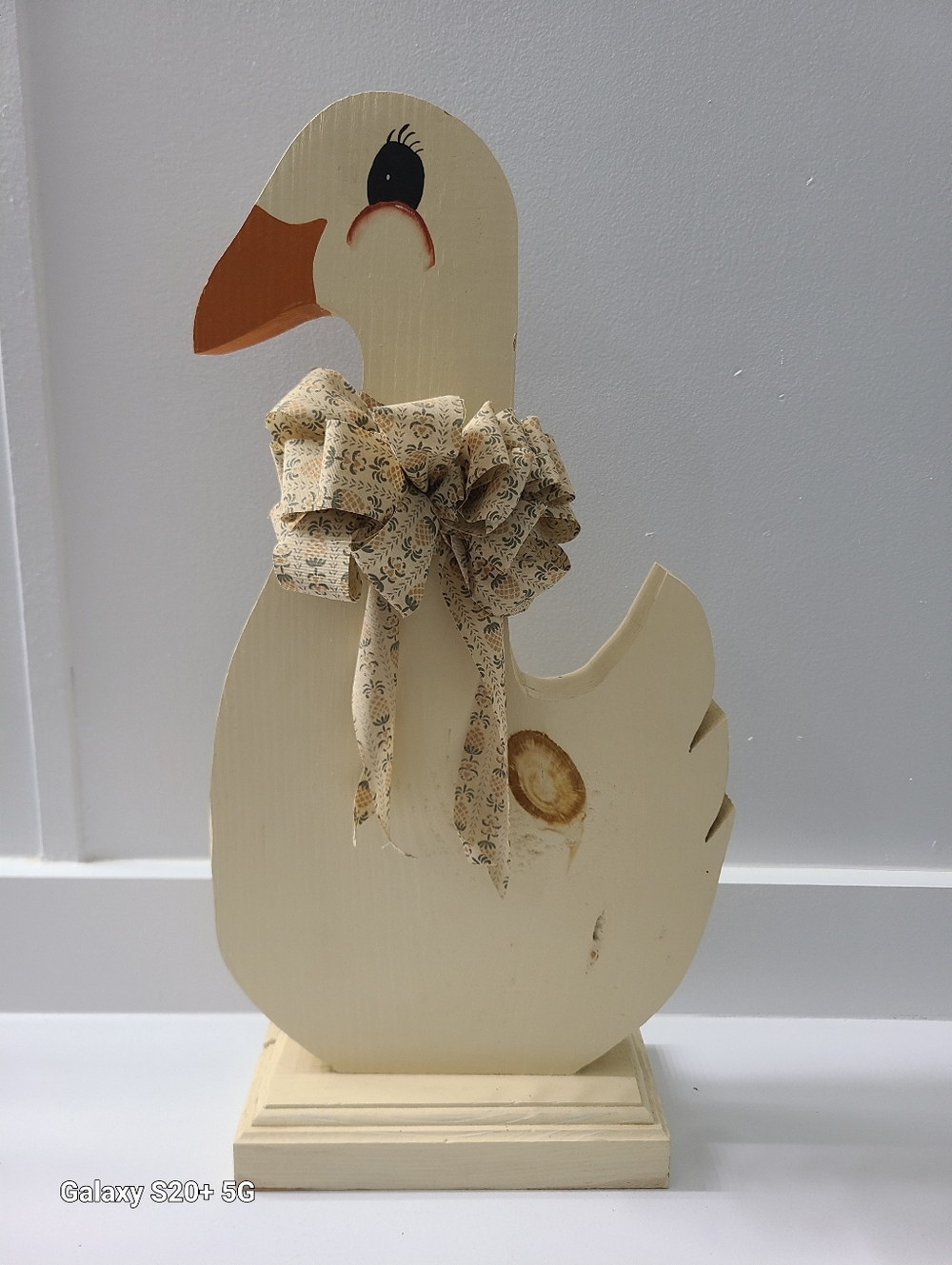 Vintage Hand Made Wooden Country Goose Painted 19” Tall Decor Cottage Core